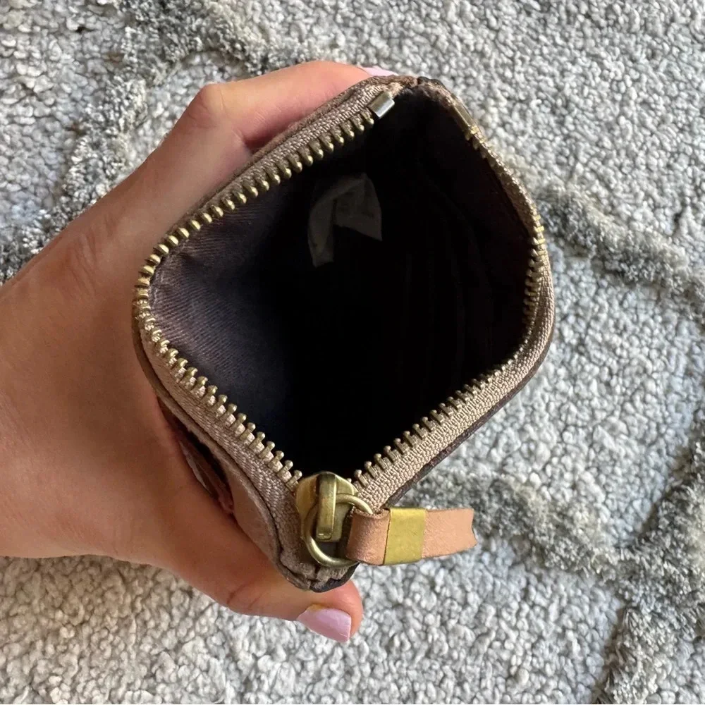 Madewell The Leather Pocket Pouch Wallet Colorblock card holder brown tan